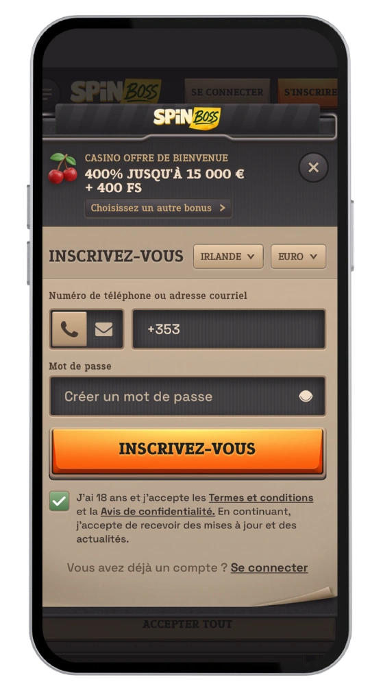 SpinBoss Casino registrarse